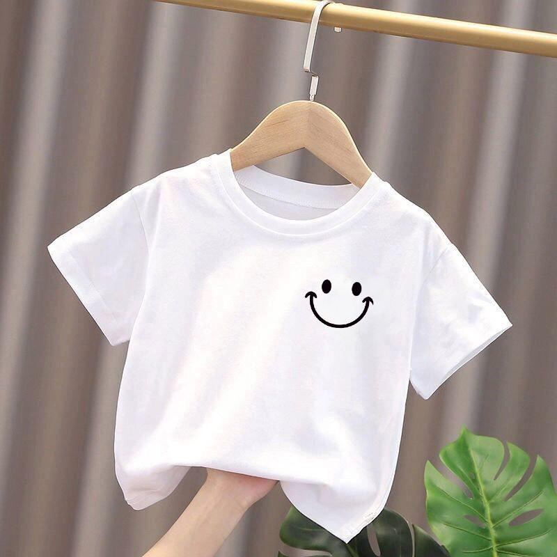Cute Fluffy White Puppy Dog Graphic Kids T Shirt Boys Girls Short Sleeve Crew Neck Cotton Parent Matching Casual Toddler Youth