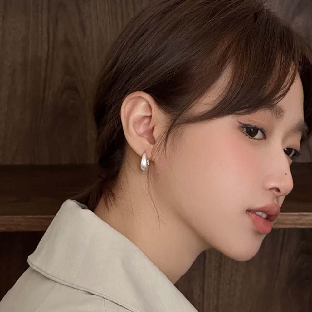 925 Silver Needle Golden Round Earrings Elegant Silver Ear Buckles Brilliant Circle Earrings  Daily