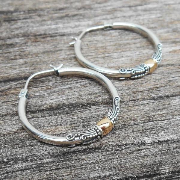 Женские ретро персонализированные серьги-кольца 1 pair серебряный