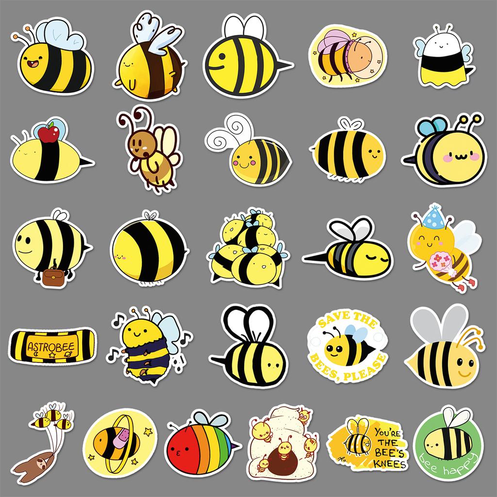 51 Cute Cartoon Little Bee Ins Style Creative Graffiti Scooter Motorcycle Car Refrigerator Decoration Stickers