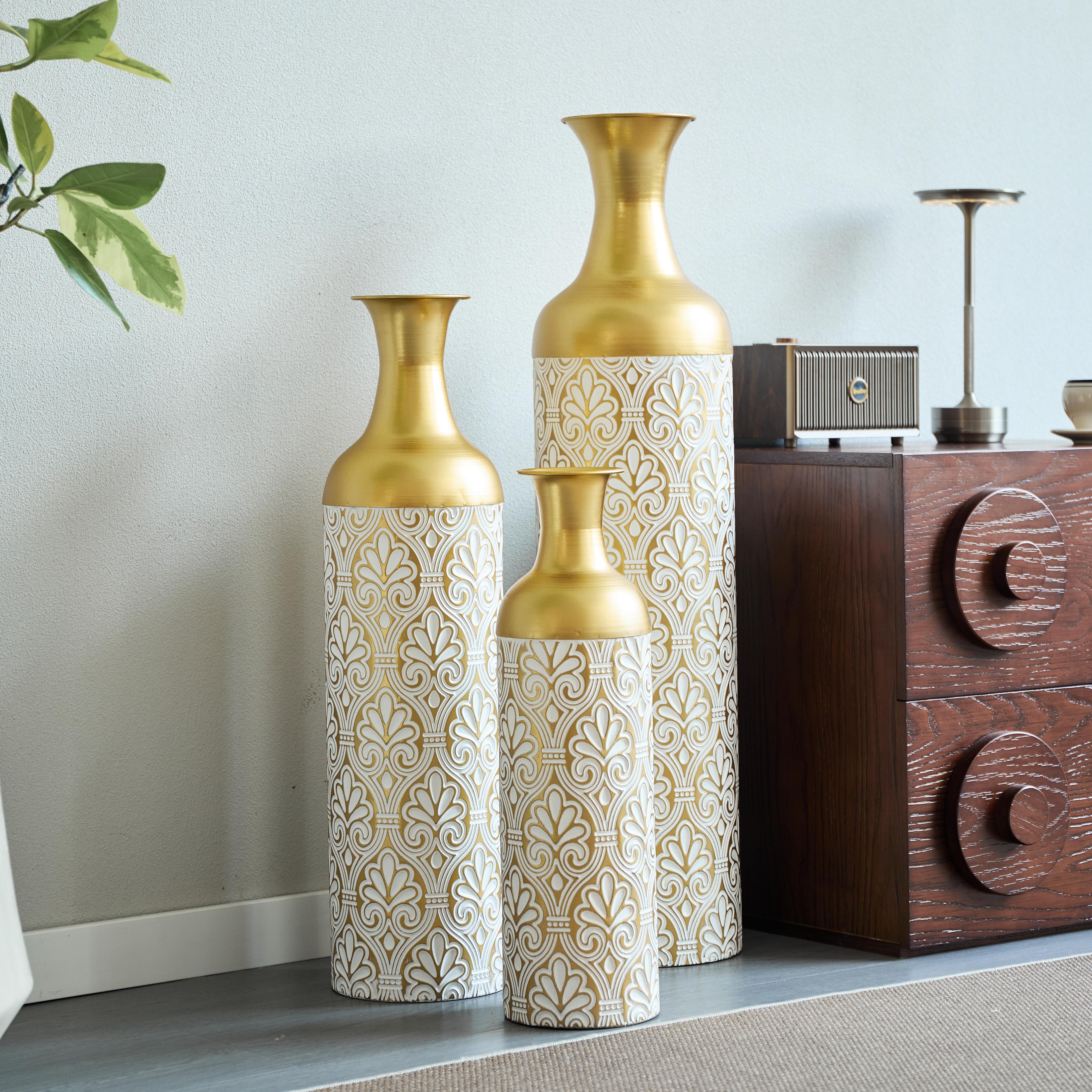 Floor vase large 3-piece set gold