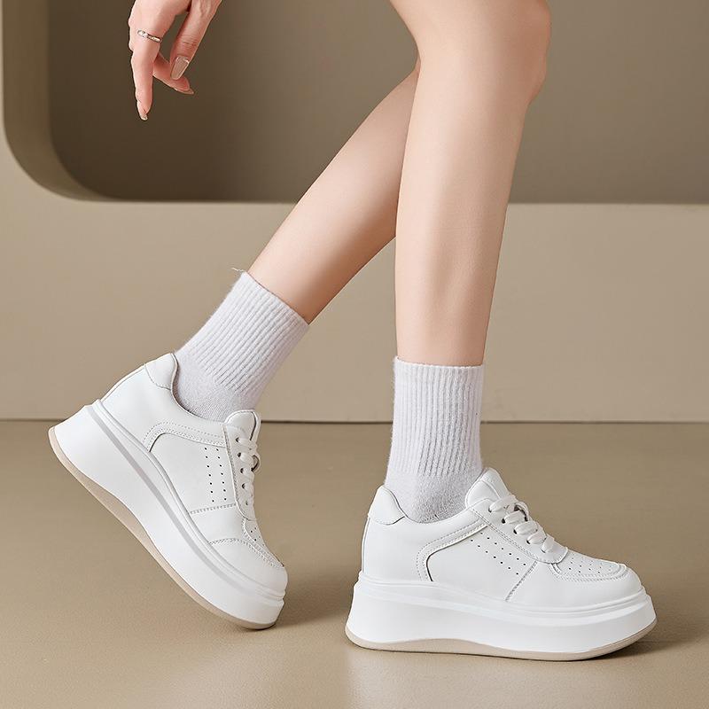 Platforma Muffin białe buty wiosna i jesień nowe buty na platformie wszechstronne modne podwyższające codzienne buty sportowe