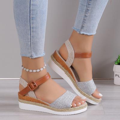 Heeled Sandals for Women 2025 Summer Thick Bottom Slope Heel Casual Shoes Roman Shoes Retro Footwear Wedge Ladies Shoes