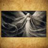 Veiled White Wing Angel TCG Playmat 35X60CM Dress Gothic Sword Magic Card Mat Non-Slip Durable Stitched Edge Tabletop Playmat