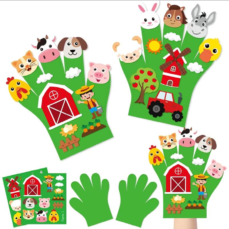 Children Hand Puppets Set Montessori Parish Toy DIY Animal Finger Puppets Storytelling Kindergarten Baby Interaction Social Tool