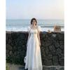 Square Neck Bubble Sleeve Waist Dress Women's Summer French Gentle Wind Embroidery Thin Long Temperament First Love Dress