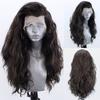 AIMEYA Dark Brown Long Curly Synthetic Lace Front Wigs for Women Free Part Pre Plucked Natural Hairline Cosplay Wigs