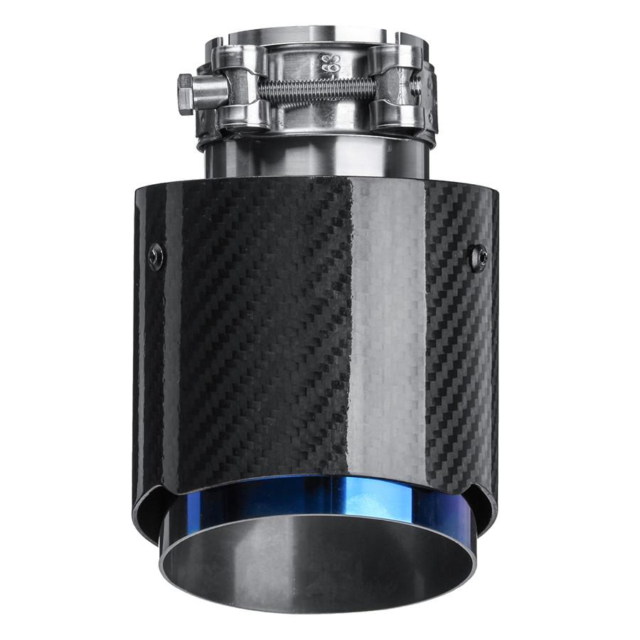63mm-89mm Glossy Carbon Fiber Exhaust Tips Universal Car Exhaust Pipe Blue