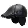 Men's Korean Style Winter Baseball Cap - Faux Leather with Ear Protection for Middle-Aged and Elderly