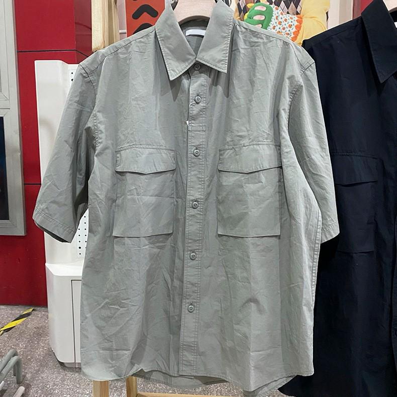 

Летние мужские и женские повседневные рубашки из хлопка с коротким рукавом для работы, свободного кроя Medium зелёный