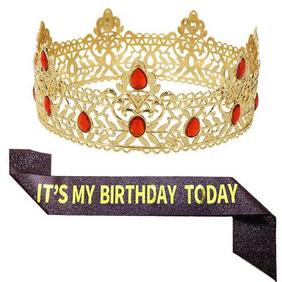 Men's Round Crown It's My Birthday Today Ribbon Birthday Party Decoration