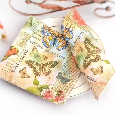 20Pcs/Bag Napkins Paper Butterfly Floral Print Decoupage Napkin Paper Tissue for Xmas Wedding  Decor Party Table Supplies