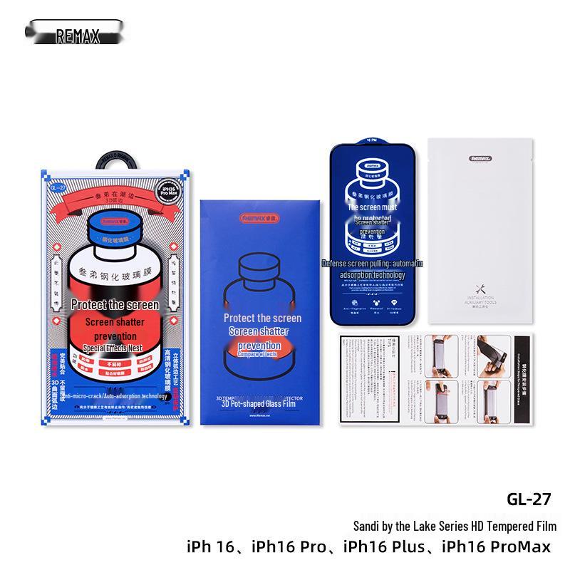 

REMAX Sange Tempered Glass Screen Protector for iPhone 15 Pro Max and Apple 16/17, Anti-Fingerprint Full-Screen Coverage iPhone 16 Pro Max