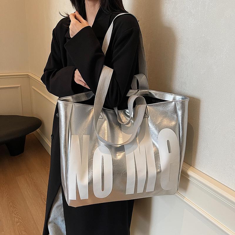 Geantă Tote de Mare Capacitate Geantă de Umăr cu Imprimeu Litere pentru Femei Geantă de Călătorie