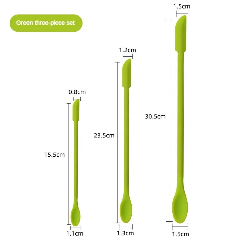 3 Adet Silikon Spatula Seti Çift Başlı Kazıyıcı Kozmetik Reçel Krem Derin Şişe Mini Spatula Uzatılmış Küçük Uçlu Spa Makyaj Aracı