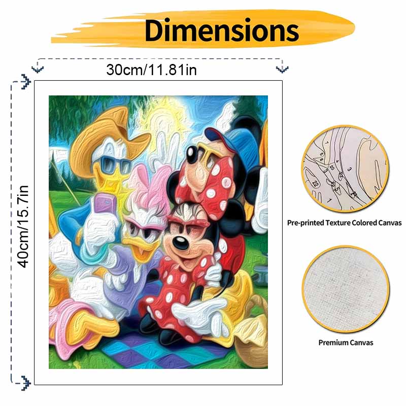 Disney Canvas Painting Kit Picnic Fun Home Decor Craft Perfect Gift IdeaCreative Disney Characters on Canvas DIY Art Project Gift Idea for Fans