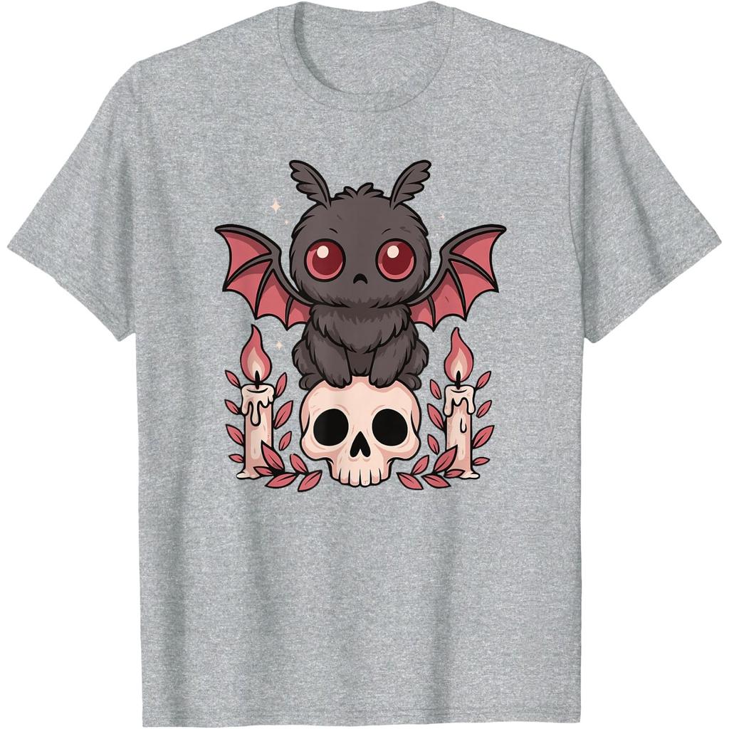 Kawaii Pastel Goth Cute Creepy Mothman Bat Skeleton Graphic Tee for Men