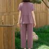 Completo da Donna Taglie Forti in 2 Pezzi, Top a Manica Corta e Pantaloni con Elastico in Vita (Taglia XL-5XL)