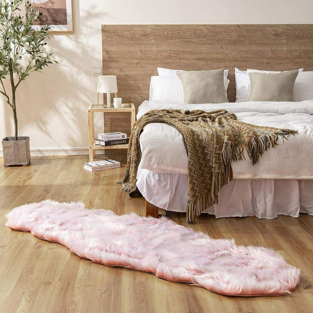 Langfloriger Kunstpelzteppich für Schlafzimmer und Wohnzimmer