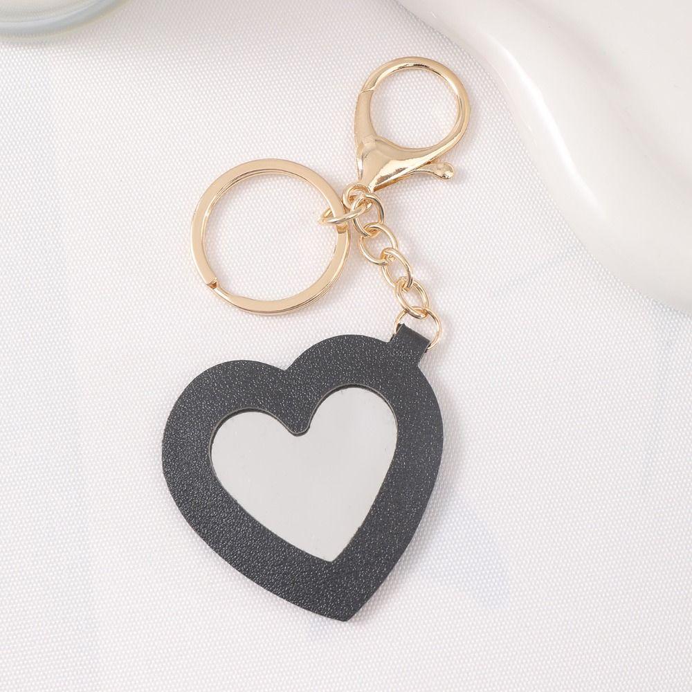 Trinket Heart Cosmetic Mirro Keyring with Key Ring Makeup Mini Mirror  Female Lady Girl
