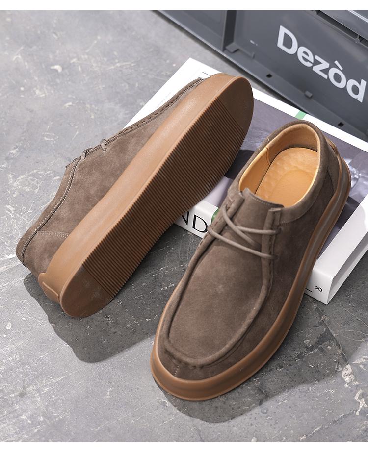 Fashion Men's Suede Leather Lace-Up Low-Top Sneakers Spring Breathable Comfortable Casual Shoes Lightweight Korean Fashion for Commuting