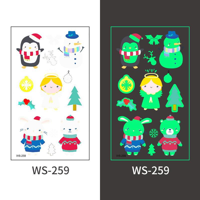 Kids' Waterproof Christmas Glow Tattoos - Festive Cartoon Stickers for Holiday Parties