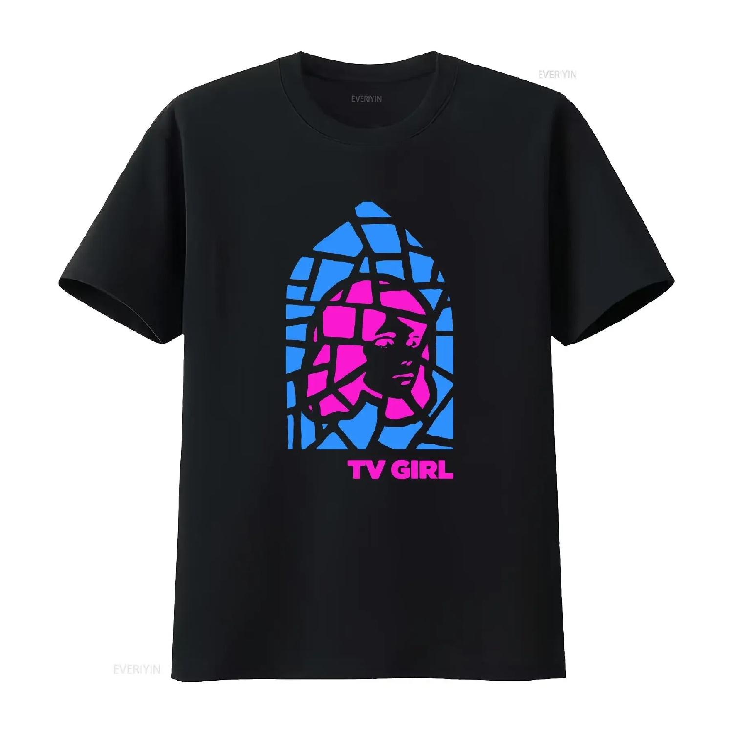 

Винтажная черная хлопковая футболка с принтом группы TV Girl, полный размер, винтажный стиранный топ для повседневной носки, дышащая уличная мода S чёрный
