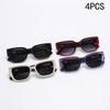 2/4PCS Large Frame Trendy Sunglasses Wide Foot Hollow Letters Sunglasses Women's Fashion Square Frame Sunglasses 6100