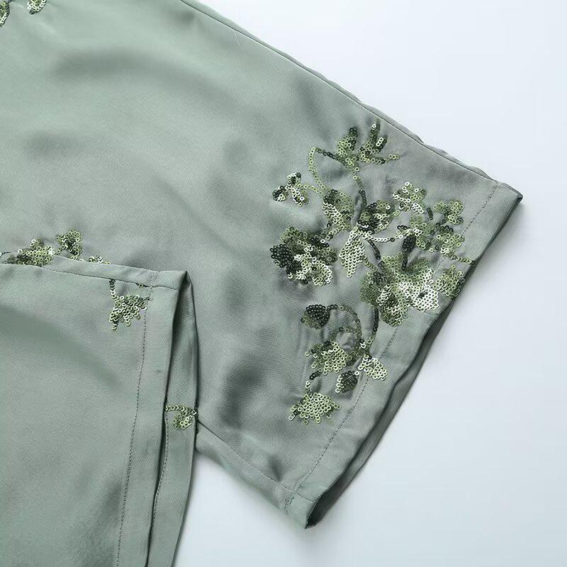 2025 Fall Women's Long Sleeve Loose Embroidered Shirt