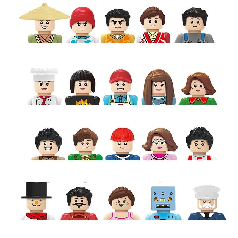 Non-Toxic City Characters Action Figures Building Blocks Policeman Teacher Fireman Occupation Mini Figurine Dolls Bricks Set Children Toys