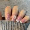 Short European Square Manicure Wearing White French Ins Small Clear Fresh Air Small Flower Love Valentine'S Day Sticker White