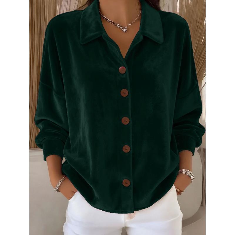 TIFICY Damesmode Casual Lente Herfst Effen Kleur Print Lange Mouw POLO Hals Blouses & Shirts