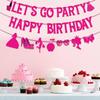 Let's Go Party Happy Birthday Banners for Women, Hot Pink Princess Banners for Girl Doll Theme Party Ladies Birthday, Cute Photo Backdrop, 21st Bday