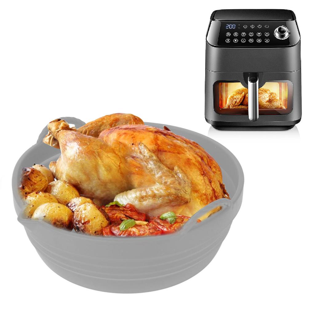 Fryer Silicone Liner Foldable Round Wavy Stripe Heat Resistant Reusable Fryer Pot for Fryer Accessory