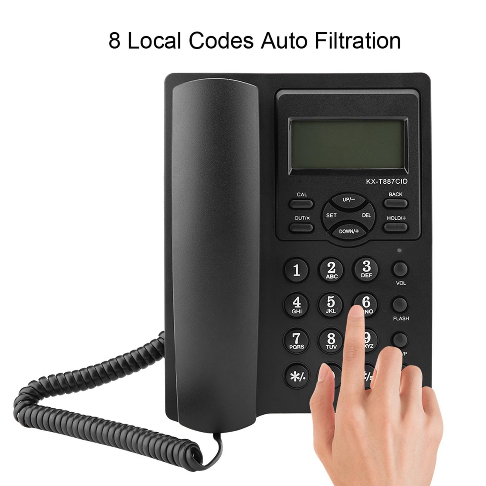 

LCD Display Semi Hands Free Corded Phone with Speakerphone 3‑group Alarms Desktop Corded Telephone