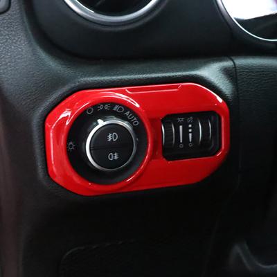 Auto Scheinwerferschalter Zierleiste Knopf Dekor Abdeckung Aufkleber Styling Innenraumzubehör Für Jeep Wrangler JL 2018+ Gladiator JT