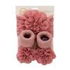 3Pcs/Set Anti Slip Baby Headband Socks Set Lace Flower Cotton Socks  Infant Photogrphy Props