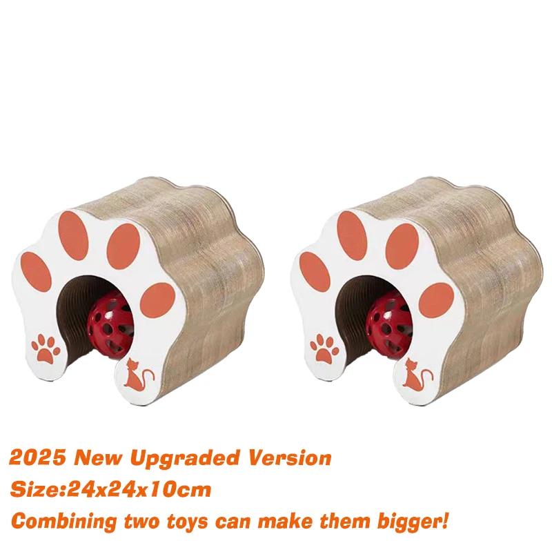 Magic Organ Cat Scratching Board Interactive Cat Toy with Ball Scalable Round Corrugated Cat Scratcher Toy Kitten Game Supplies