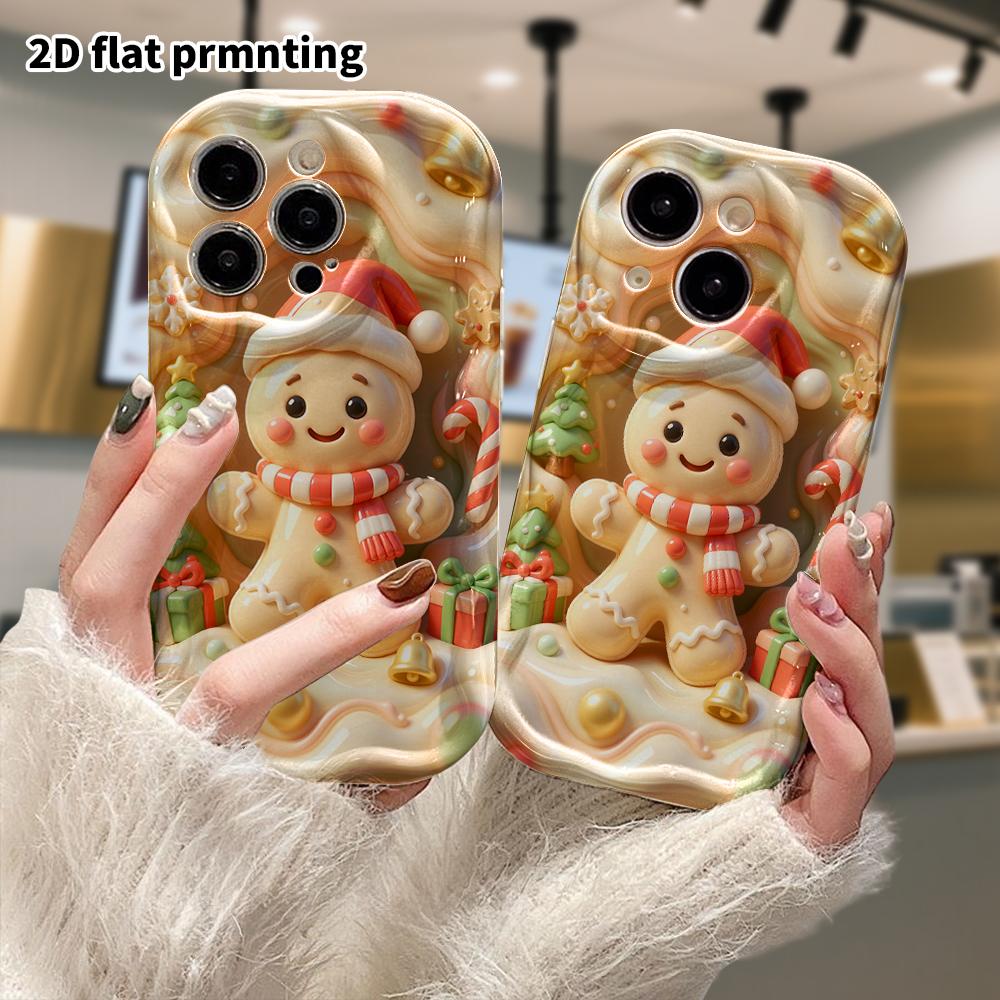 Phone Case: 2D Flat Design Suitable for iPhone 18, 17, 16, 15, 14, 13 Pro Protective Case, Christmas Gingerbread Man, Perfect Holiday Gift for Christm