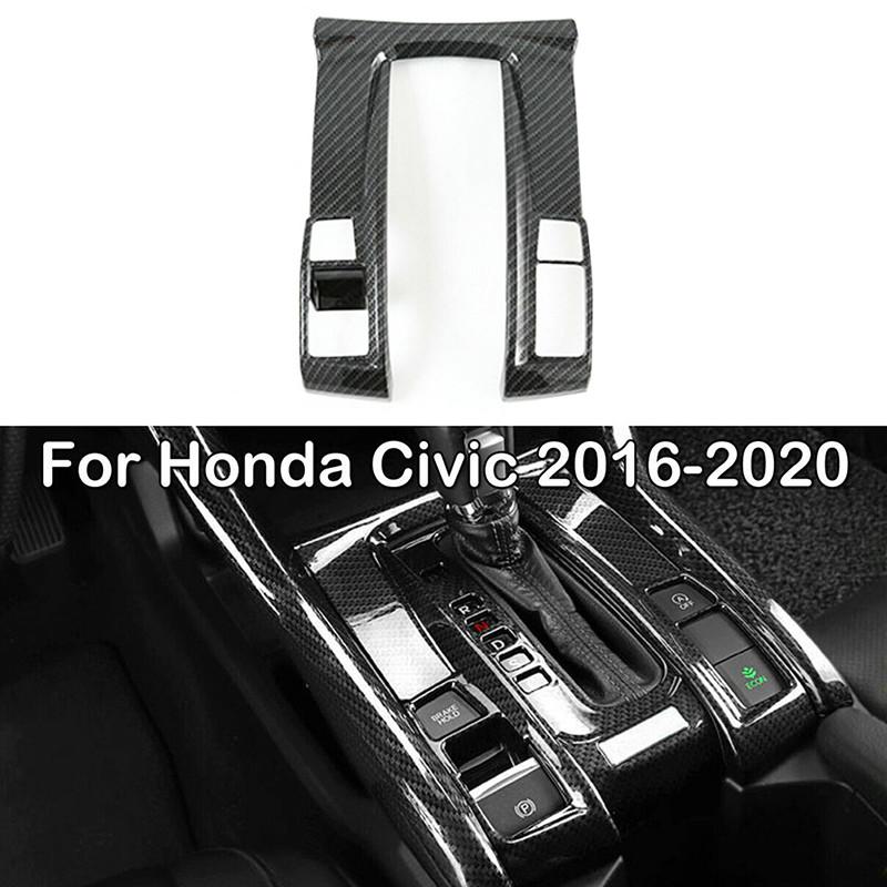 Car Trim Carbon Fiber Gear Shift Central Control Frame Cover For Honda Civic 2016-2021 For Left Hand Drive Only