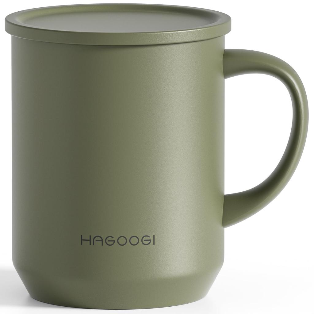 HAGOOGI 360ml Vacuum Insulated Stainless Steel Mug with Lid, Keeps Hot or Cold, Ceramic Coating, Double Walled, Simple and Stylish, Perfect for Home