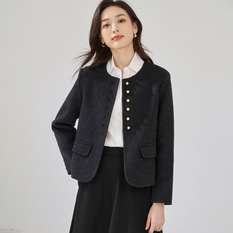 Handu Yishe Manteau Élégant Français pour Femme en Mélange de Laine Double Face