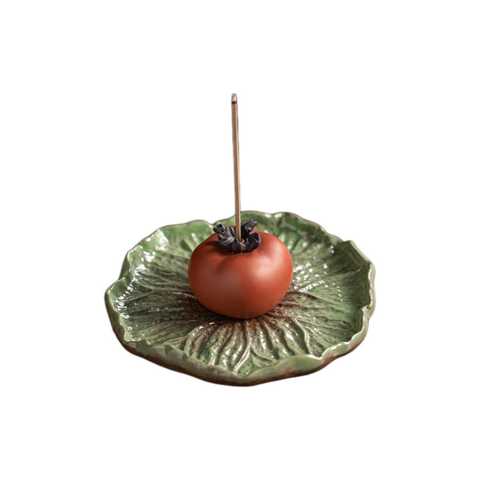 Ceramics Lotus Tabletop Incense Base Zen Chinese Style Lotus Censer Holder Yoga Meditation