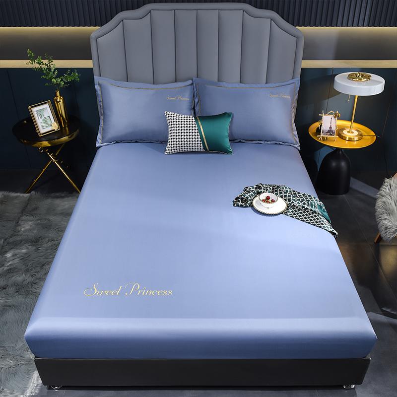 

Luxury White Fitted Sheet Set Solid Color Elastic Mattress Protector Cover Soft Breathable Silky Queen King Size Bedding Set 120x200x25cm 3Pcs