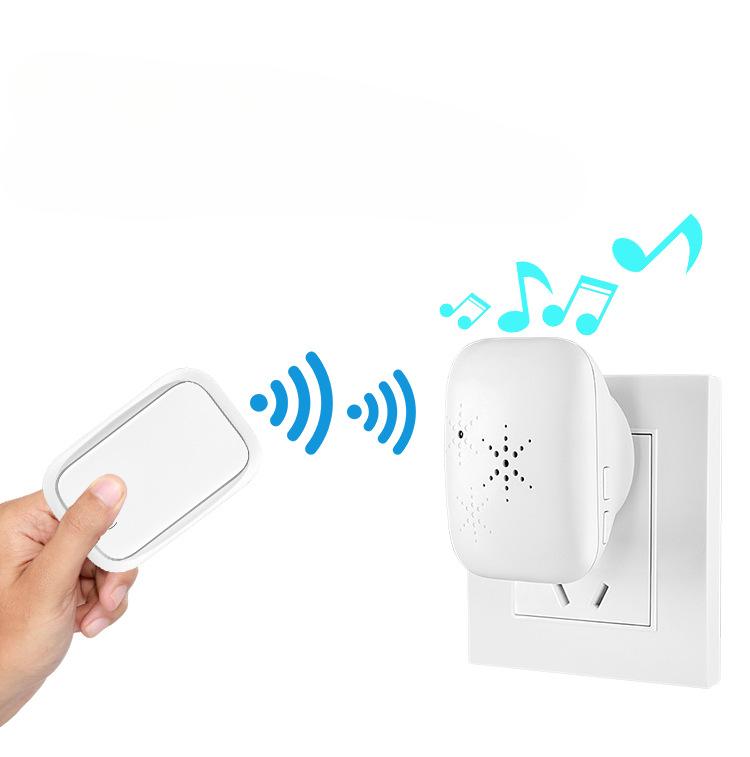 EU plug Wireless Doorbell, Home Communication, Digital Music, Dingdong Doorbell, Elderly Pager, Remote Control with Self Generating Power