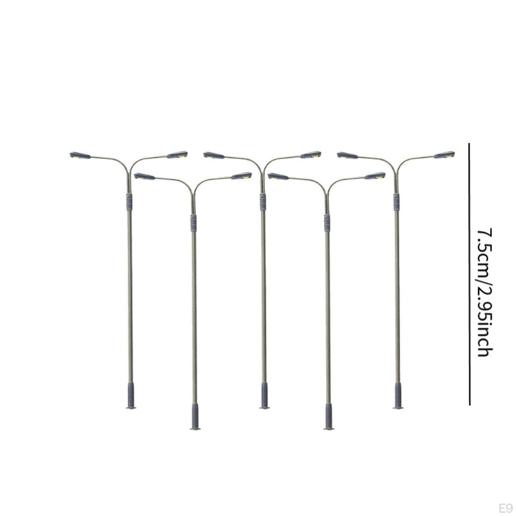 5 Pieces Mini Street Lights Model ,Outdoor Pathway Lantern Post, Railway Train Lamps Post for