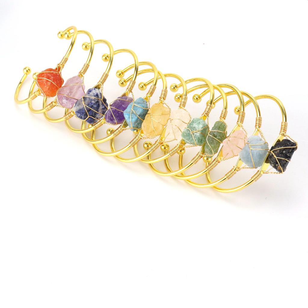 Natural Crystal Agate Rough Stone Hand-Wound Bracelet Bracelet Adjustable B14