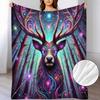 A Charming Fleece Throw Blanket Featuring a Deer Pattern, Soft And Warm, Perfect for Use On The Sofa, for Home Relaxation, As an Air Conditioning Blan