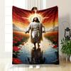 Jesus Walking On Water Blanket  Printed Blanket for Living Room Bed Couch Lunch Break Soft Cozy Blanket for Friend's Festival Gift