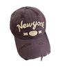 Retro New York Embroidery Dad Hat Distressed Ripped Frayed Washed Cotton Multi Tone Casual Street Baseball Cap for Women Men
